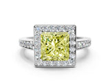 White gold Fancy Yellow Princess  Halo Pavé Diamond Engagement Ring with Bezel Setting_16