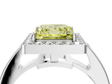 White gold Fancy Yellow Princess  Halo Pavé Diamond Engagement Ring with Bezel Setting_16