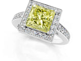 White gold Fancy Yellow Princess  Halo Pavé Diamond Engagement Ring with Bezel Setting_17