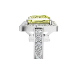 White gold Fancy Yellow Princess  Halo Pavé Diamond Engagement Ring with Bezel Setting_17