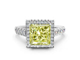 White gold Fancy Yellow Princess  Halo Pavé Diamond Engagement Ring with Four-Prong Setting_27