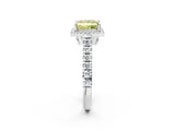 White gold Fancy Yellow Princess  Halo Pavé Diamond Engagement Ring with Four-Prong Setting_28
