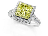 White gold Fancy Yellow Princess  Halo Pavé Diamond Engagement Ring with Four-Prong Setting_28