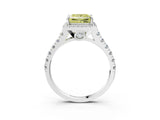 White gold Fancy Yellow Princess  Halo Pavé Diamond Engagement Ring with Four-Prong Setting_29
