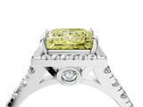 White gold Fancy Yellow Princess  Halo Pavé Diamond Engagement Ring with Four-Prong Setting_30