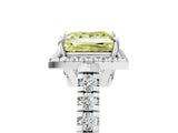 White gold Fancy Yellow Princess  Halo Pavé Diamond Engagement Ring with Four-Prong Setting_31