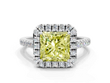 White gold Fancy Yellow Princess  Halo Pavé Diamond Engagement Ring with Four-Prong Setting_3