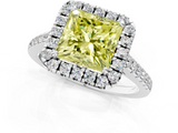 White gold Fancy Yellow Princess  Halo Pavé Diamond Engagement Ring with Four-Prong Setting_4