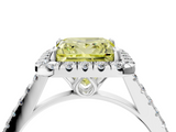 White gold Fancy Yellow Princess  Halo Pavé Diamond Engagement Ring with Four-Prong Setting_7