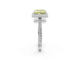 White gold Fancy Yellow Princess  Halo Pave Band Solitaire Ring with Prong Setting_31