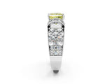 White gold Fancy Yellow Princess  Halo Pave Diamond Engagement Ring with Milgrain Detailing_31