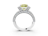 White gold Fancy Yellow Princess  Halo Pave Diamond Engagement Ring with Milgrain Detailing_32