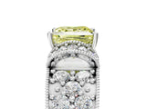 White gold Fancy Yellow Princess  Halo Pave Diamond Engagement Ring with Milgrain Detailing_34