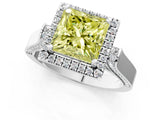 White gold Fancy Yellow Princess  Halo Pave Split Shank Prong Setting Ring_58