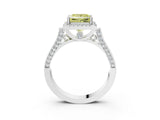 White gold Fancy Yellow Princess  Halo Pave Split Shank Prong Setting Ring_60