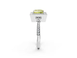 White gold Fancy Yellow Princess  Halo Round Diamond Milgrain Pave Engagement Ring_5