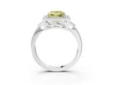 White gold Fancy Yellow Princess  Halo Round Diamond Milgrain Pave Engagement Ring_6