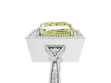 White gold Fancy Yellow Princess  Halo Round Diamond Milgrain Pave Engagement Ring_8