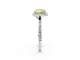White gold Fancy Yellow Princess  Halo Round Diamond Pavé Band Four-Prong Ring_5