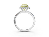 White gold Fancy Yellow Princess  Halo Round Diamond Pavé Band Four-Prong Ring_6