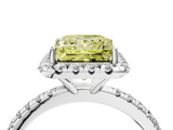 White gold Fancy Yellow Princess  Halo Round Diamond Pavé Band Four-Prong Ring_7