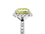 White gold Fancy Yellow Princess  Halo Round Diamond Pavé Band Four-Prong Ring_8