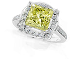 White gold Fancy Yellow Princess  Halo Round Diamond Pave Band with Four-Prong Setting_50