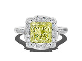 White gold Fancy Yellow Princess  Halo Round Diamond Pave Band with Four-Prong Setting_50