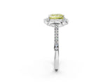 White gold Fancy Yellow Princess  Halo Round Diamond Pave Band with Four-Prong Setting_51
