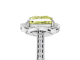 White gold Fancy Yellow Princess  Halo Round Diamond Pave Band with Four-Prong Setting_60