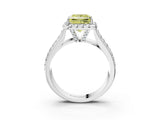 White gold Fancy Yellow Princess  Halo Round Diamond Pave Band with Prong Setting_27