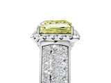 White gold Fancy Yellow Princess  Halo Round Diamond Pave Band with Prong Setting_29