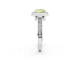 White gold Fancy Yellow Princess  Halo Solitaire Diamond Ring with Pave Band and Bezel Setting_31