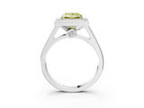 White gold Fancy Yellow Princess  Halo Solitaire Diamond Ring with Pave Band and Bezel Setting_32