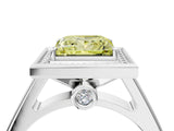 White gold Fancy Yellow Princess  Halo Solitaire Diamond Ring with Pave Band and Bezel Setting_33