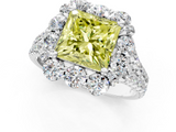 White gold Fancy Yellow Princess  Halo Split Shank Diamond Engagement Ring with Pave Band and Four-Prong Setting_1