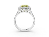 White gold Fancy Yellow Princess  Halo Split Shank Diamond Engagement Ring with Pave Band and Four-Prong Setting_3