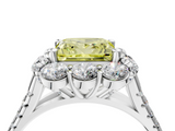 White gold Fancy Yellow Princess  Halo Split Shank Diamond Engagement Ring with Pave Band and Four-Prong Setting_4