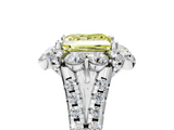 White gold Fancy Yellow Princess  Halo Split Shank Diamond Engagement Ring with Pave Band and Four-Prong Setting_5