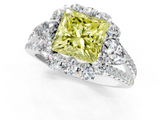 White gold Fancy Yellow Princess  Halo Split Shank Diamond Engagement Ring with Prong Setting_1