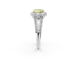 White gold Fancy Yellow Princess  Halo Split Shank Diamond Engagement Ring with Prong Setting_2