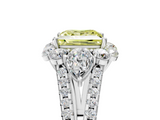 White gold Fancy Yellow Princess  Halo Split Shank Diamond Engagement Ring with Prong Setting_5