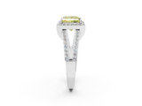 White gold Fancy Yellow Princess  Halo Split Shank Diamond Ring with Four-Prong Setting_2