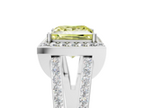 White gold Fancy Yellow Princess  Halo Split Shank Diamond Ring with Four-Prong Setting_5