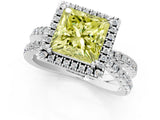 White gold Fancy Yellow Princess  Halo Split Shank Diamond Ring with Pavé Setting_39