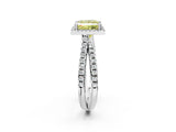 White gold Fancy Yellow Princess  Halo Split Shank Diamond Ring with Pavé Setting_40