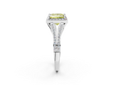 White gold Fancy Yellow Princess  Halo Split Shank Diamond Ring with Prong Setting_2