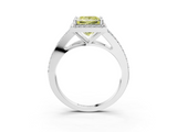 White gold Fancy Yellow Princess  Halo Split Shank Diamond Ring with Prong Setting_3