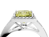 White gold Fancy Yellow Princess  Halo Split Shank Diamond Ring with Prong Setting_4