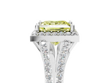 White gold Fancy Yellow Princess  Halo Split Shank Diamond Ring with Prong Setting_5